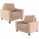 Kit 02 Poltronas Decorativas Para Sala De Estar E Recepção Malta L02 Linho Rosê - Lyam Decor