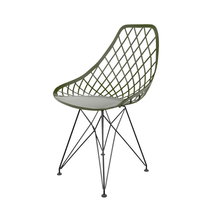Cadeira Kayla Eiffel Verde Musgo e Preta