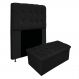 Kit Cabeceira e Calçadeira Baú Estofada Mel 90 cm Solteiro Com Capitonê Suede Preto - Amarena Móveis