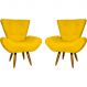 Kit 2 Poltronas Decorativas Reforçadas Para Sala Emilia Suede Amarelo Pé Castanho - Clique E Decore