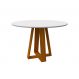 Mesa de Jantar Redonda com Tampo de Vidro Vitoria Off White e Ype 117 cm