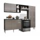 Armário de Cozinha Compacta c/ 2 Leds 3 pçs Pequim Multimóveis V3412 Preto/Lacca Fumê