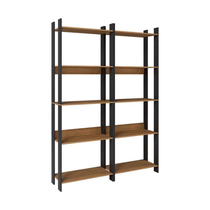 Conjunto com 2 Estantes Elara Mel e Preto