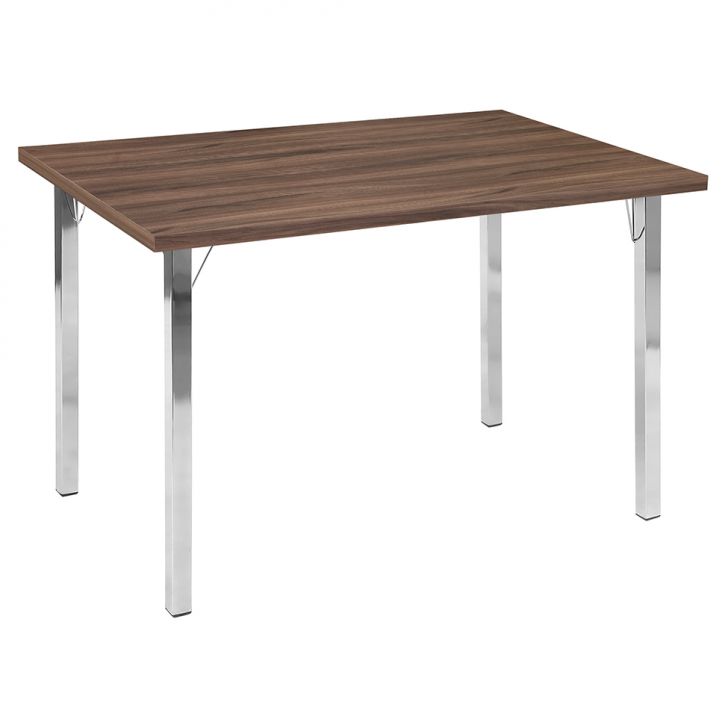 Mesa De Jantar Retangular Fabíola Cromada E Marrom 120 Cm