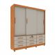 Guarda-Roupa Casal com Pés Chicago 3 Portas 9 Gavetas Cinamomo e Off White