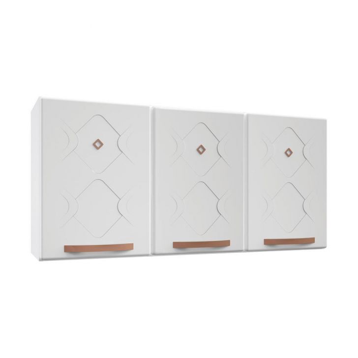 Armário de Cozinha de Aço Aéreo Triplo 120cm Regina Multimóveis CR6122 Branco