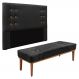 Kit Cabeceira e Calçadeira Recamier Queen 1,60m Gênova Veludo Preto - Pallazio