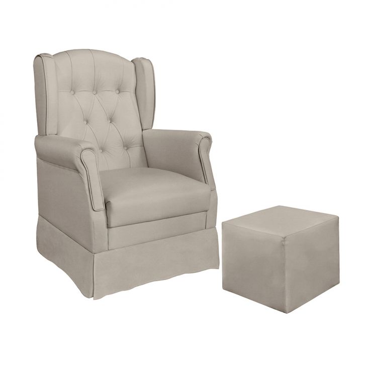 Poltrona para Amamentação Balanço com Puff Letícia Suede Bege