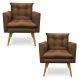 Kit 2 Poltronas Olivia Suede Marrom Pés Palito Castanho - Pallazio
