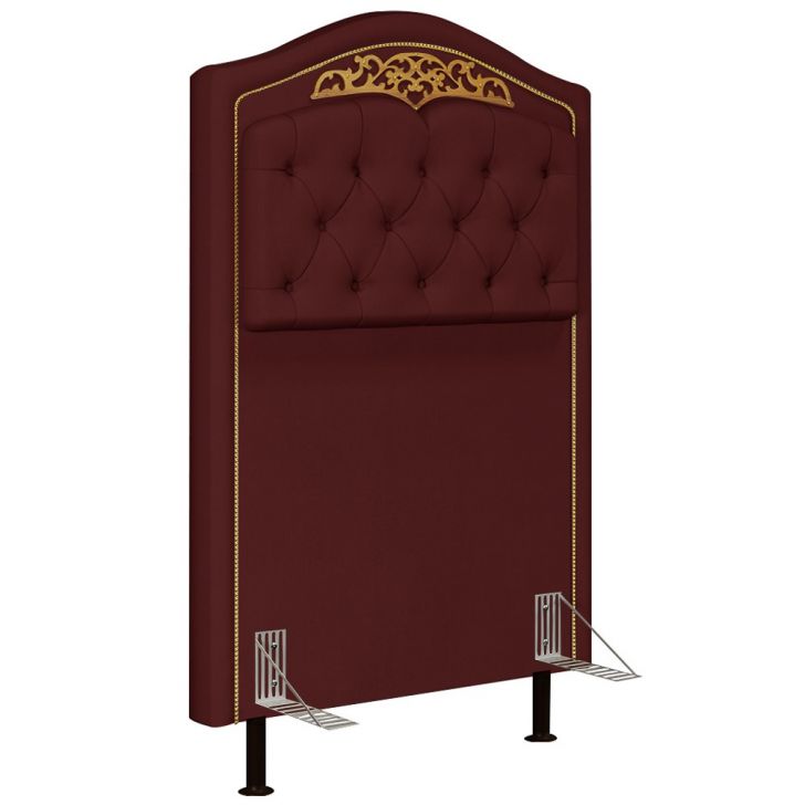 Cabeceira Cama Box Solteiro 90cm com Tachas Imperial Veludo J02 Vinho - Mpozenato
