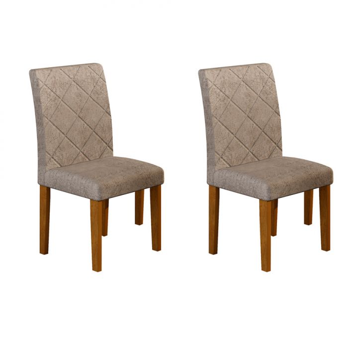 Conjunto com 2 Cadeiras de Jantar Ane Suede Amassado Imbuia