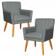 Kit 2 Poltronas Decorativa para Sala de Estar Cecília Linho Cinza - Montanaris Decor