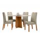 Conjunto de Mesa Retangular com Tampo de Vidro Off White Anitta e 4 Cadeiras Mariana Poliéster Nude e Ypê