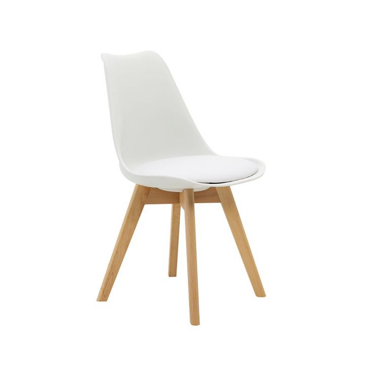 Cadeira Saarinen Wood Com Estofamento Várias Cores - Branco