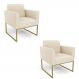 Kit 2 Poltronas Base Industrial Dourado Marisa Linho D03 - D'Rossi