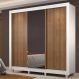 Guarda Roupa Casal Madesa Lyon Plus 3 Portas de Correr com Espelho 4 Gavetas com Pés - Branco/Rustic