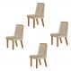 Conjunto de 4 Cadeiras Riviera com Tecido Linho Bege Claro/Cinamomo