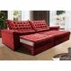 Sofá Retrátil e Reclinável 2,95m Molas Ensacadas Cama inBox Big Space com Bordado Velusoft Vermelho