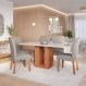 Image of Conjunto de Mesa Retangular com Tampo de Vidro Off White Ariela e 6 Cadeiras Paola Linho Bege e Madeira MO895TA66KJLMOB