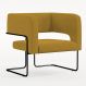 Poltrona Decorativa Scarlett D02 Base de Aço Preto Veludo Mostarda B-260 - Lyam Decor