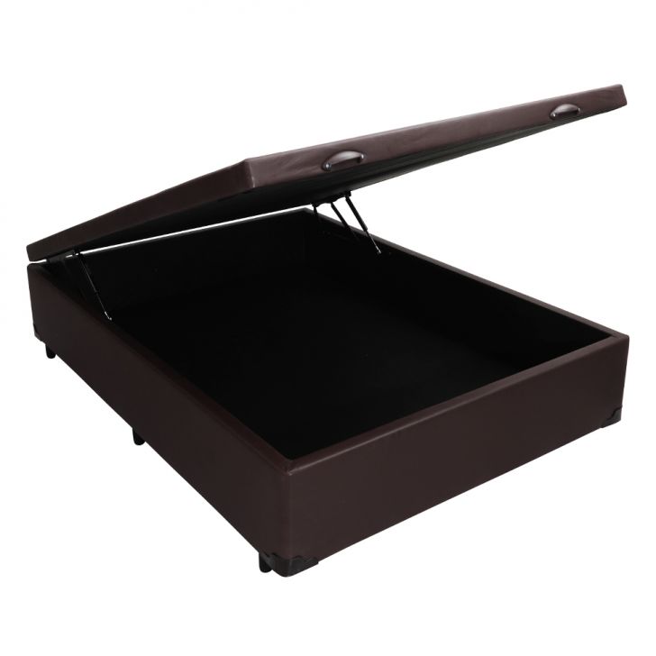 Base Para Cama Box Casal Érica Com Baú Tabaco