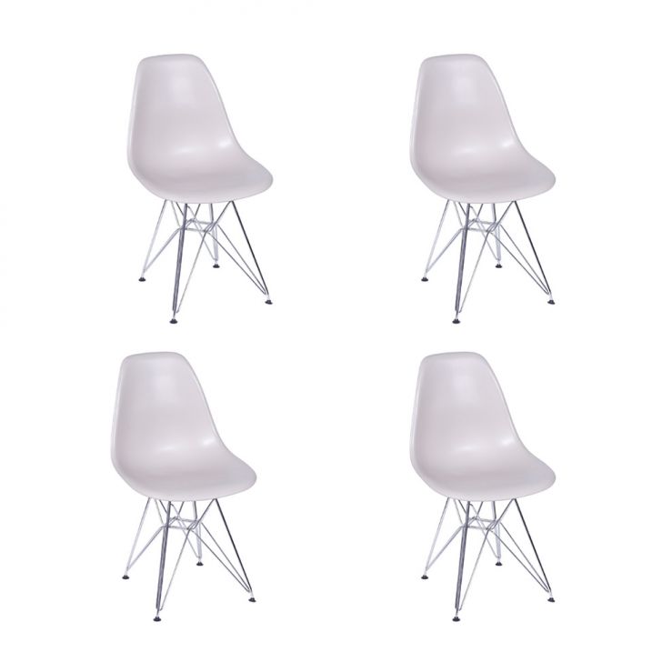 Conjunto com 4 Cadeiras DKR Eames Fendi e Cromado