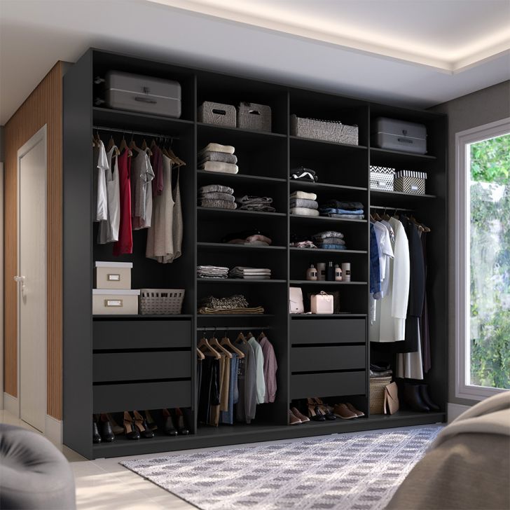 Image of Guarda-roupa Closet 100% Mdf 6 Gavetas Preto PLA-MO895CL56NNVMOB