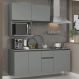 Armário de Cozinha Compacta 180 cm Suspensa Cinza Nice Madesa 03
