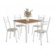 Conjunto de Mesa Quadrada com Tampo MDP e 4 Cadeiras Adriana Revestimento Sintético Cedro e Branco
