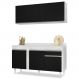 Armário Aéreo Argélia e Balcão Gabinete Para Pia com Tampo 150cm Dakota Branco/Preto- Lumil