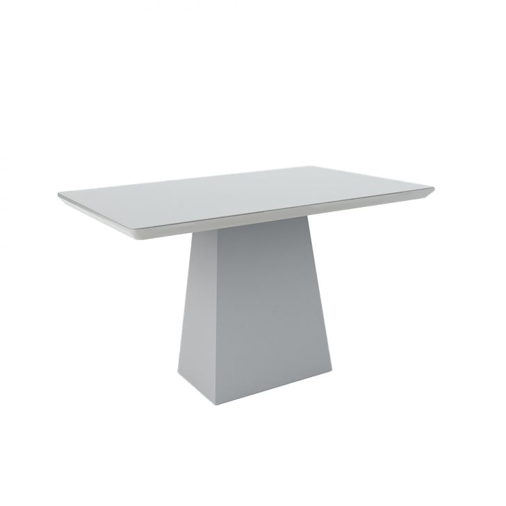 Mesa de Jantar Retangular com Tampo de Vidro Bárbara Off White 135 cm