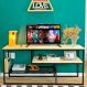 Rack de TV Style Industrial de Ferro e Madeira Natural e Preto
