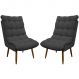 Kit 2 Poltronas Para Sala Recepção Decorativa Consultório Salão Escritório Sufler Linho Cinza