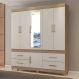 Guarda-Roupa Casal com Espelho 6 Portas 4 Gavetas 192cm Multimóveis CR35285 Amêndola/Off White
