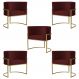 Kit 5 Poltronas Decorativa Sala de Estar Luana Base Gold Suede Bordô - Montanaris Decor