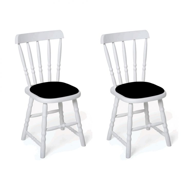 Conjunto com 2 Cadeiras Dalas Veludo Preto e Branco