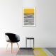 Quadro Amarelo Linhas Abstratas 86x60 Filete Marfim