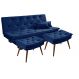 Sofá cama Bau reclinável 3 posições + 2 banquetas em Suede