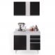 Armário Aéreo Indiana e Balcão Gabinete 100cm Luziania Branco/Preto - Lumil Móveis