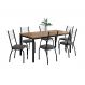 Conjunto de Mesa Retangular com Tampo de MDP Amadeirado e 6 Cadeiras Adriana I Revestimento Sintético Platina e Preto