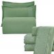Kit Cobre Leito Queen + Jogo de Lençol Micropercal 300 Fios com Bordado Inglês Santorini 7 Peças - Verde Militar
