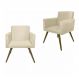 Kit 02 Poltronas Decorativa Pés Palito Nina Suede Bege - DS Móveis