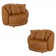 Kit 2 Poltronas Decorativas Base Fixa Galáxia com Almofadas PU Caramelo G45 - Gran Belo