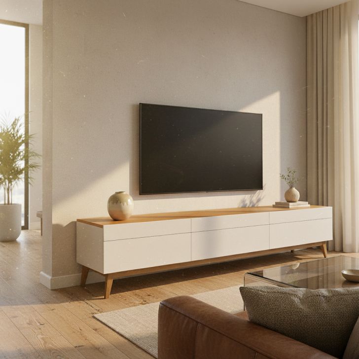Rack para TV até 75 Polegadas Mazza 3 Gavetas Branco e Cedro
