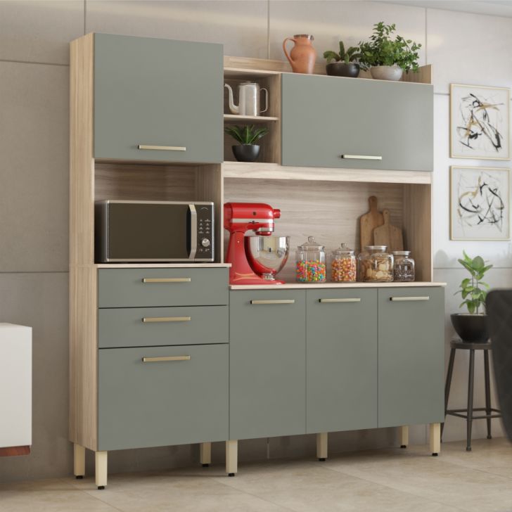 Cozinha Completa 6 Portas Savana Avena Menta