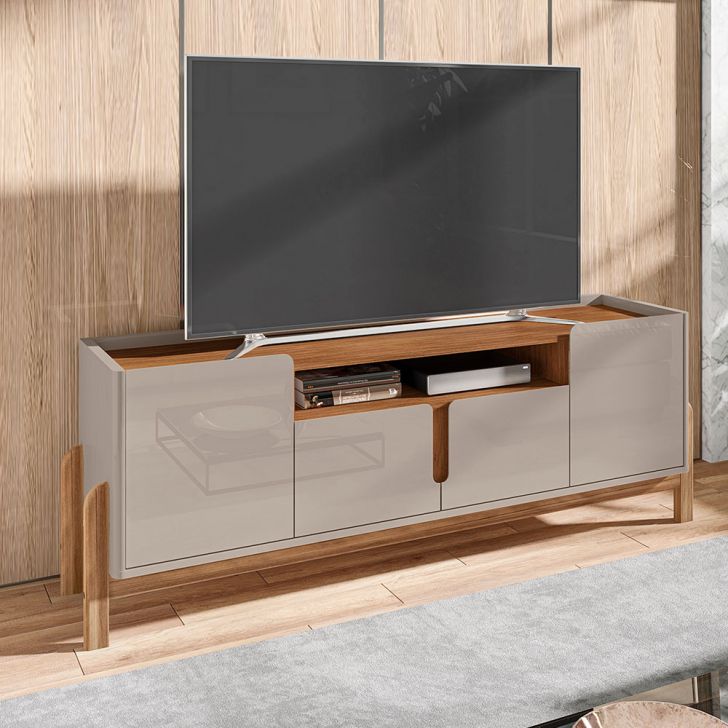 Rack Lizz 4 PT Off White e Cedro 170 cm