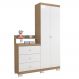 Guarda Roupa com comoda Infantil Vicky 2 Portas e 3 Gavetas Naturale/Branco