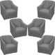 Kit 6 Poltronas Decorativas Para Sala Mila Suede Cinza Pé De Plástico - Clique E Decore