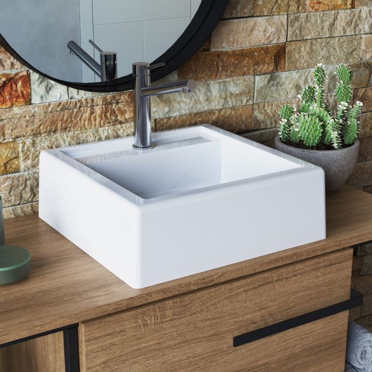 Cuba Lavatório para Gabinete de Banheiro Ametista Branco