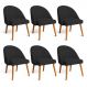 Kit 06 Cadeiras Poltrona de Jantar Luna Suede Preto Pés Palito Castanho - Pallazio